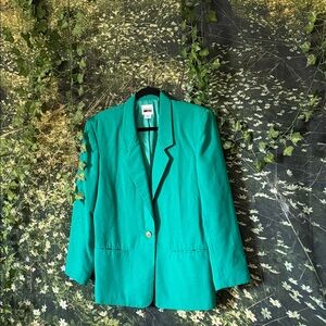 Leslie Fay Teal Blazer with Gold Button
